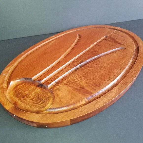 Vintage MCM 60s Baribocraft Canada Solid Red Maple Carving Steak Roast Board 18" - Picture 6 of 10